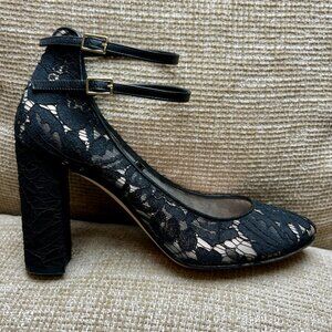 Kate Spade Baneera Black Lace Double-Strap Heels – Size 10M